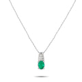 LB Exclusive Platinum 0.08ct Diamond and Emerald Pendant Necklace MF08-041426