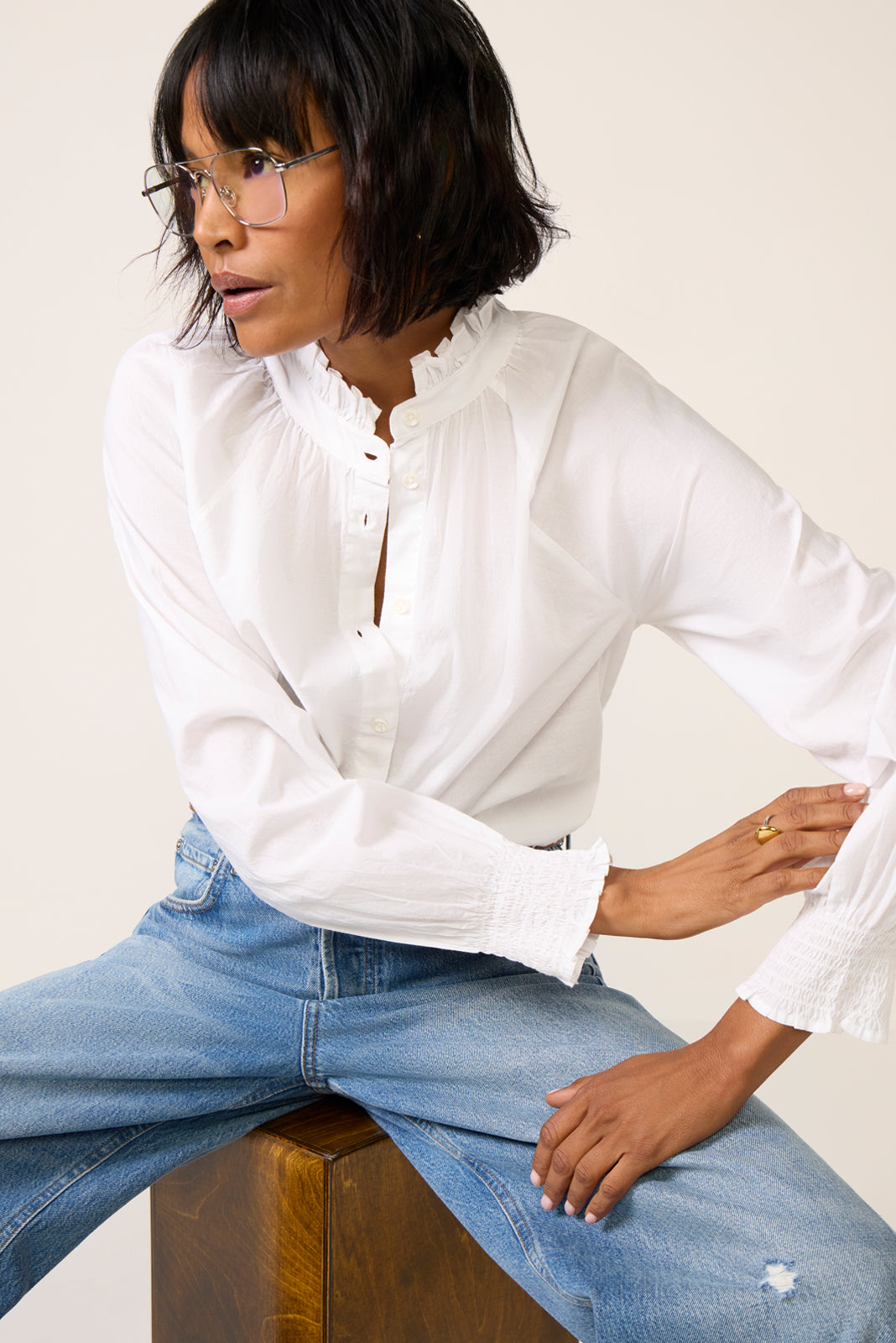 Women's Ruffle Neck Shirt