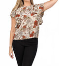 Lena Flutter Sleeve Blouse In Winter Garden
