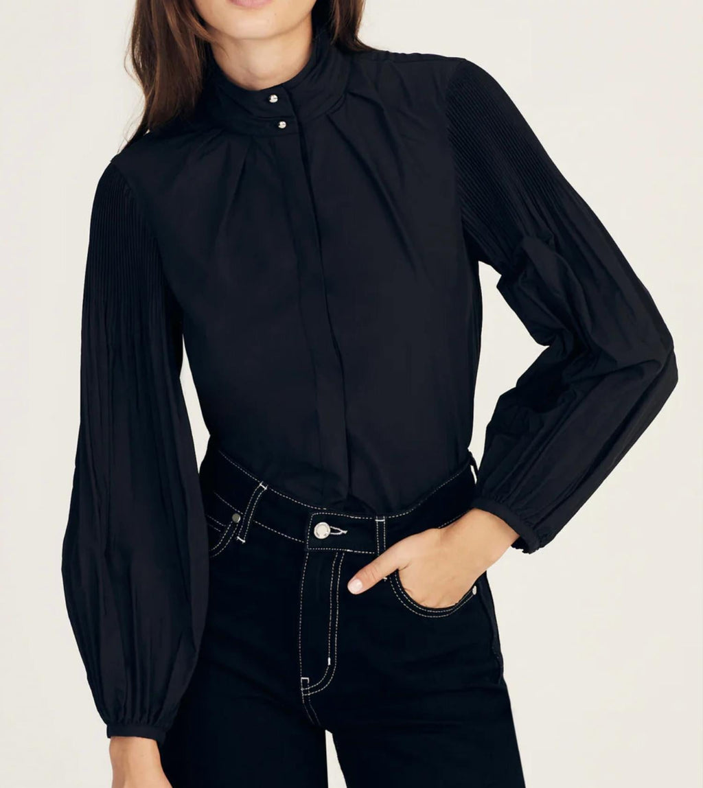 Lupa Pleated Sleeve Top In Black