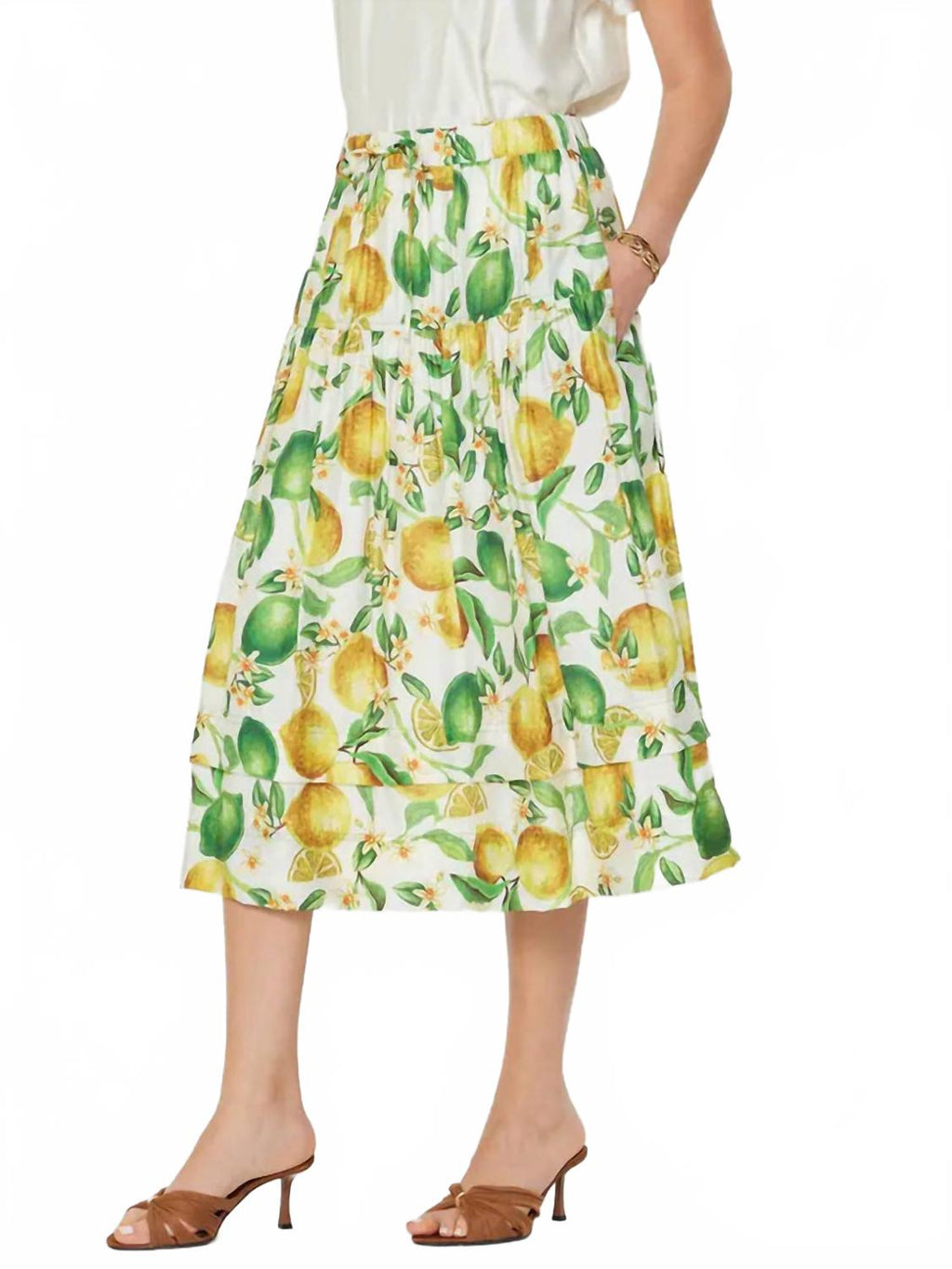 Lemon Midi Skirt In Yellow/green