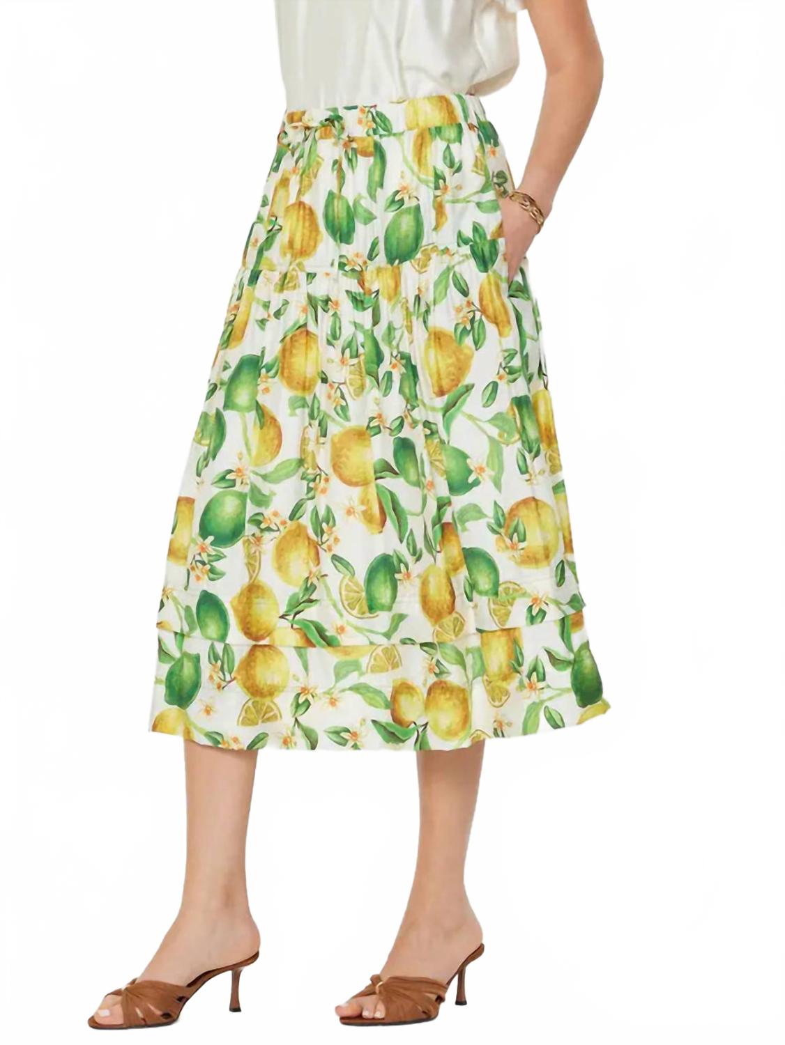 Lemon Midi Skirt In Yellow/green