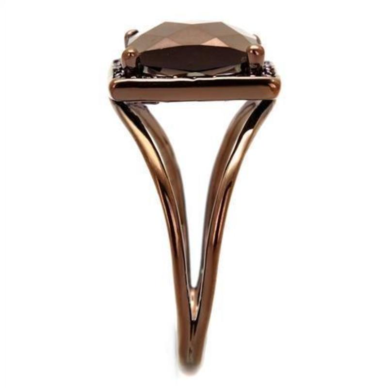 IP Coffee light Brass Ring with AAA Grade CZ in Light Coffee
