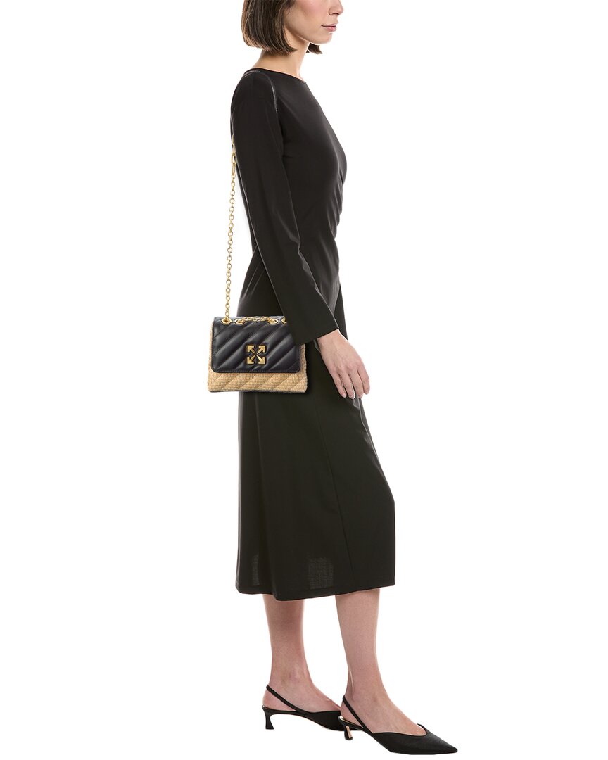 Off-White Jackhammer Straw & Leather Shoulder Bag