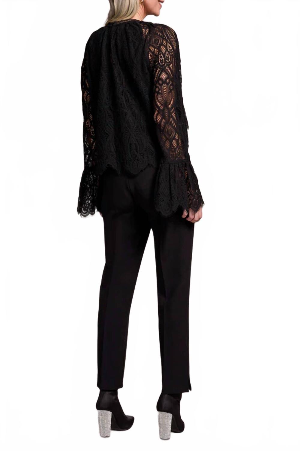 Tiered Blouse With Lined Body In Black