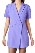Short Sleeve Blazer Romper In Purple