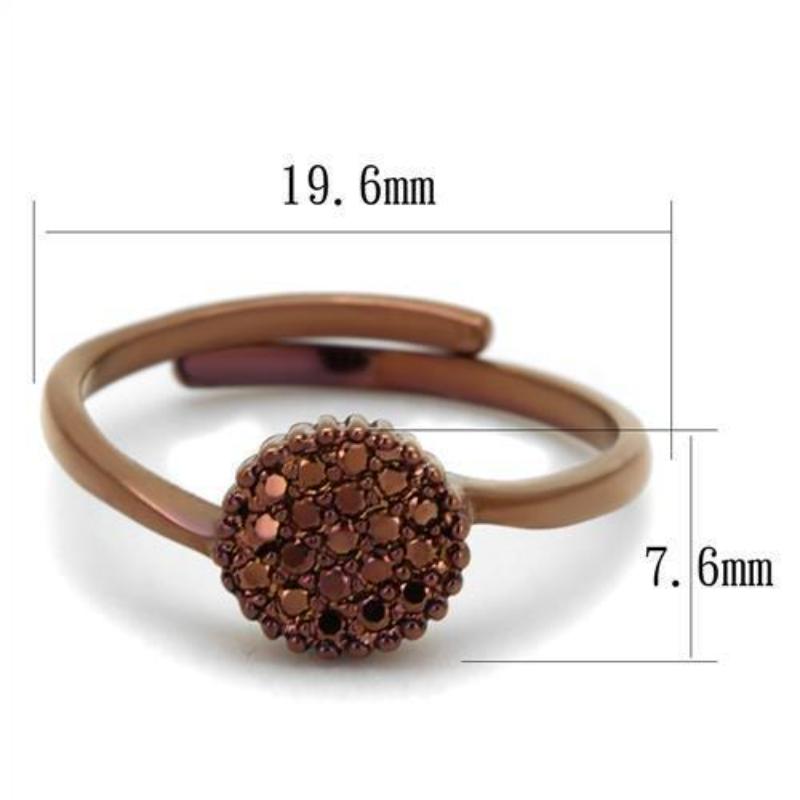 IP Coffee light Brass Ring with AAA Grade CZ in Light Coffee