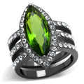 IP Light Black Stainless Steel Ring with Synthetic Synthetic Glass in Peridot