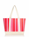 Women's Striped Tote Bag In Red And Pink
