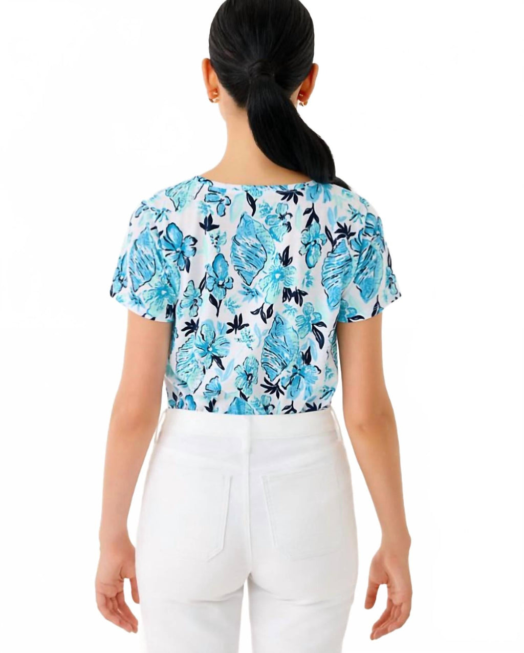 Etta Scoop Neck Top In Resort White/sea Shell Splendor