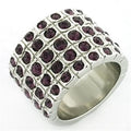 Rhodium Brass Ring with Top Grade Crystal in Amethyst