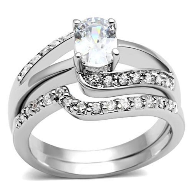 Rhodium Brass Ring with AAA Grade CZ in Clear