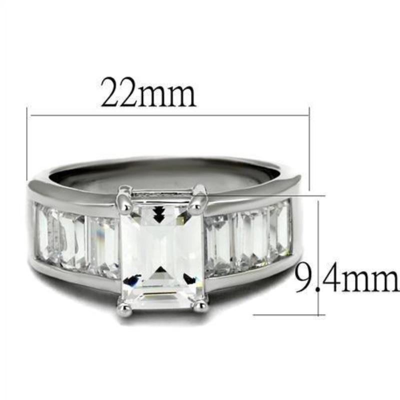 Rhodium Brass Ring with AAA Grade CZ in Clear