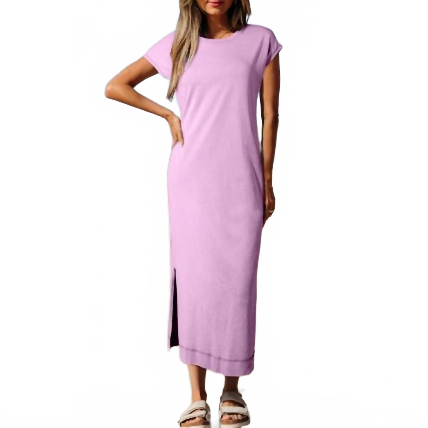 Pocketed T-Shirt Maxi Dress In Wisteria Mineral Wash