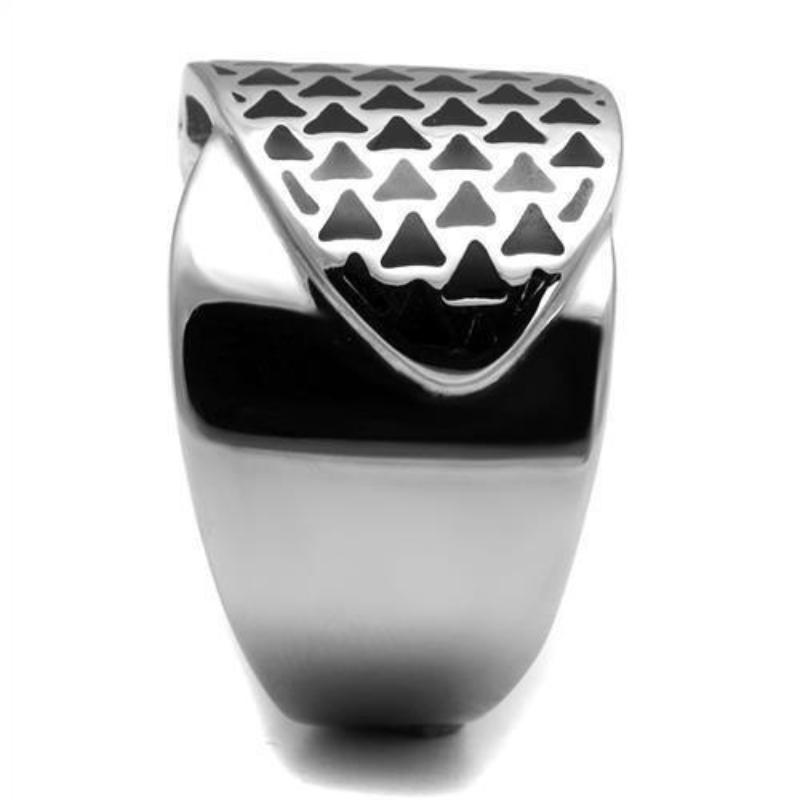 High polished (no plating) Stainless Steel Ring with Epoxy in Jet