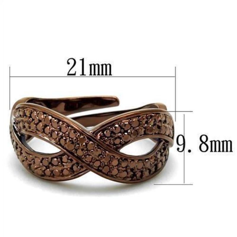 IP Coffee light Brass Ring with AAA Grade CZ in Light Coffee