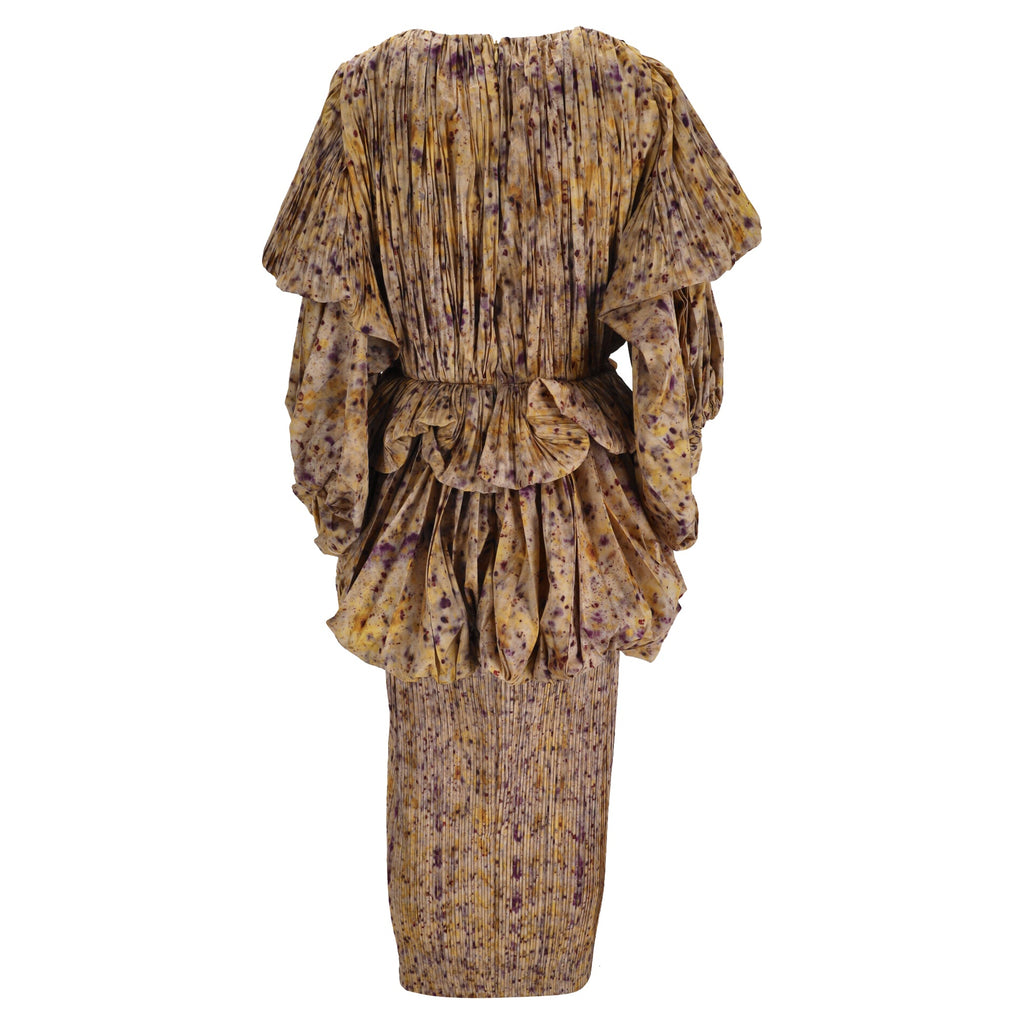 Altuzarra Papyrus Ruffled Printed Plissé-Taffeta Midi Dress in Multicolor Polyester