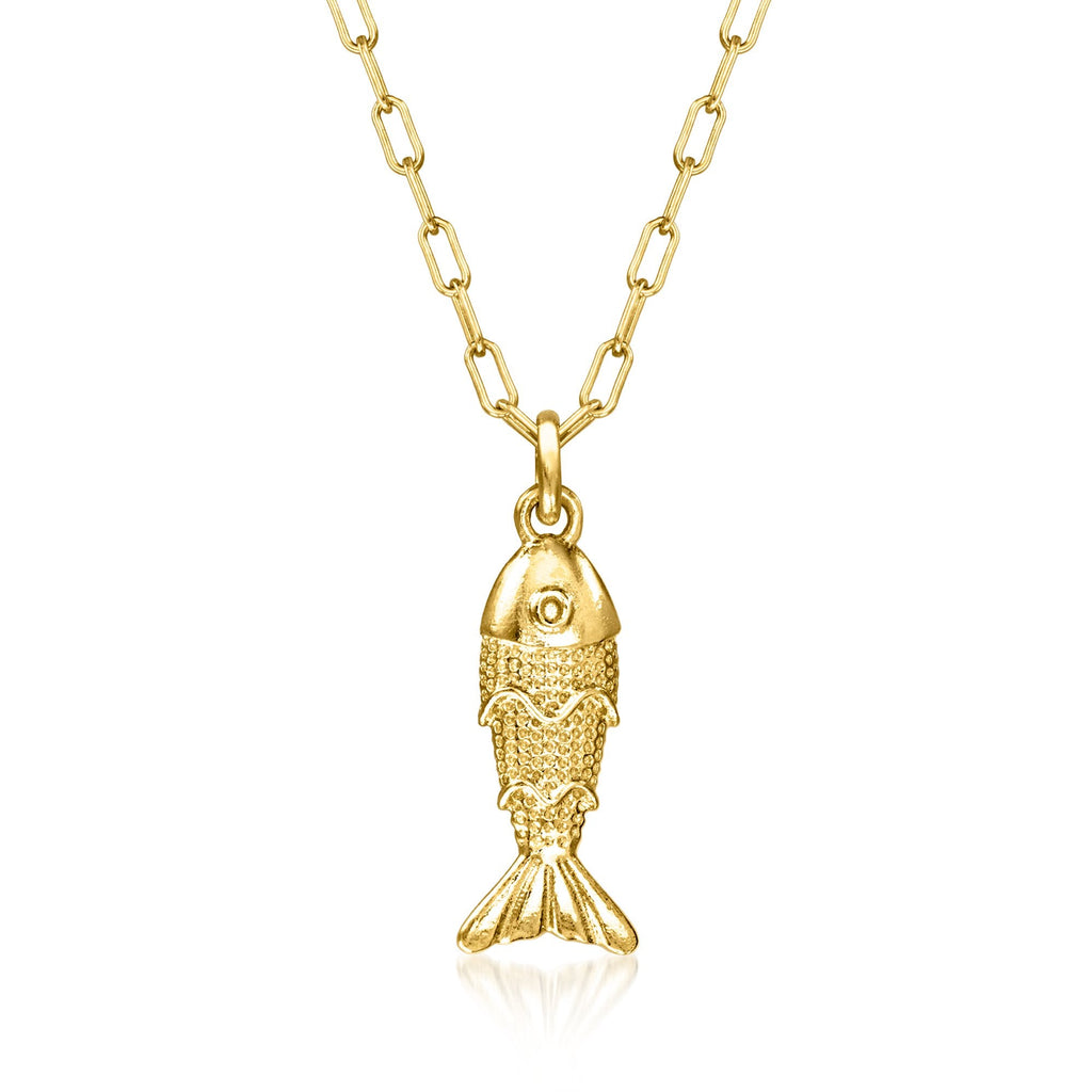 RS Pure by Ross-Simons Italian 18kt Gold Over Sterling Fish Necklace
