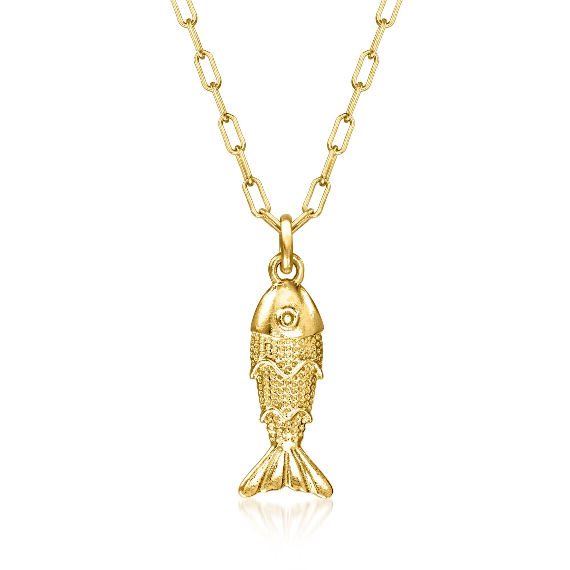RS Pure by Ross-Simons Italian 18kt Gold Over Sterling Fish Necklace
