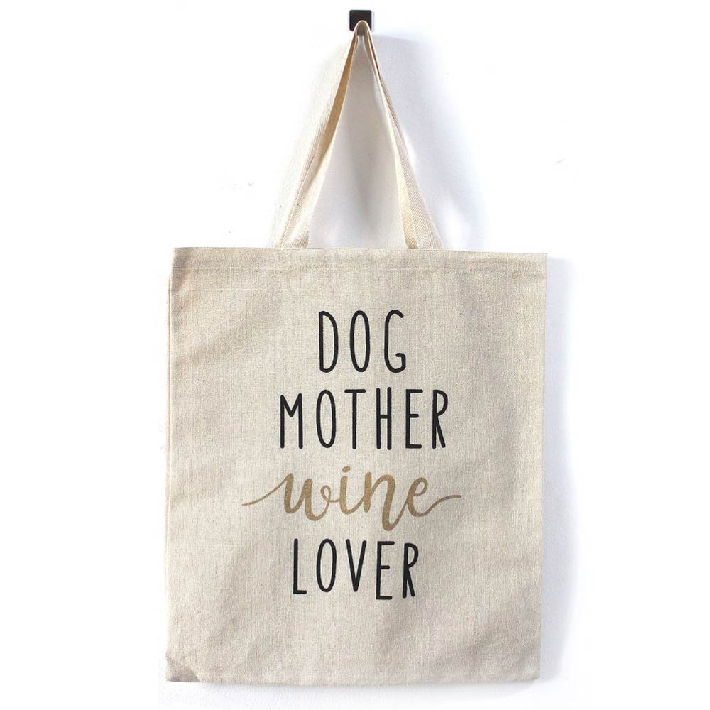 Dog Mother Winde Lover Message Printed Shoulder Tote Bag
