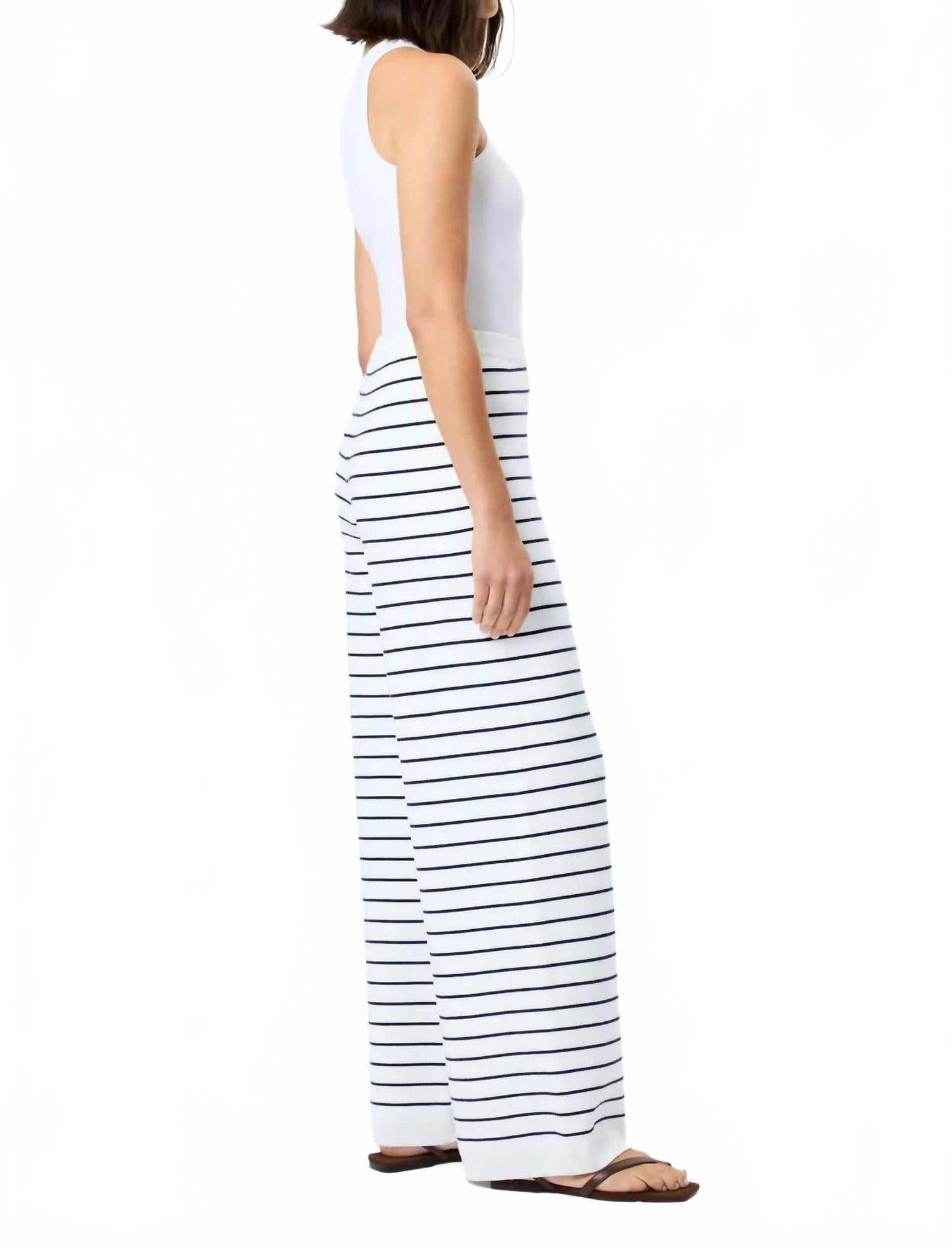 Marley Knit Striped Wide Leg Pants In White