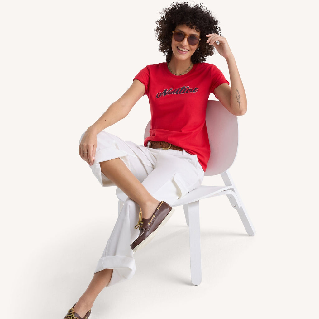 Nautica Womens Foil Heritage Logo Graphic T-Shirt