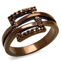 IP Coffee light Brass Ring with AAA Grade CZ in Light Coffee