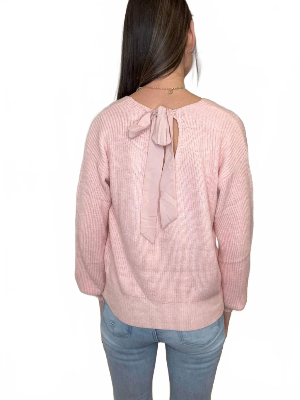 Bethany Bow Knit Sweater In Pink