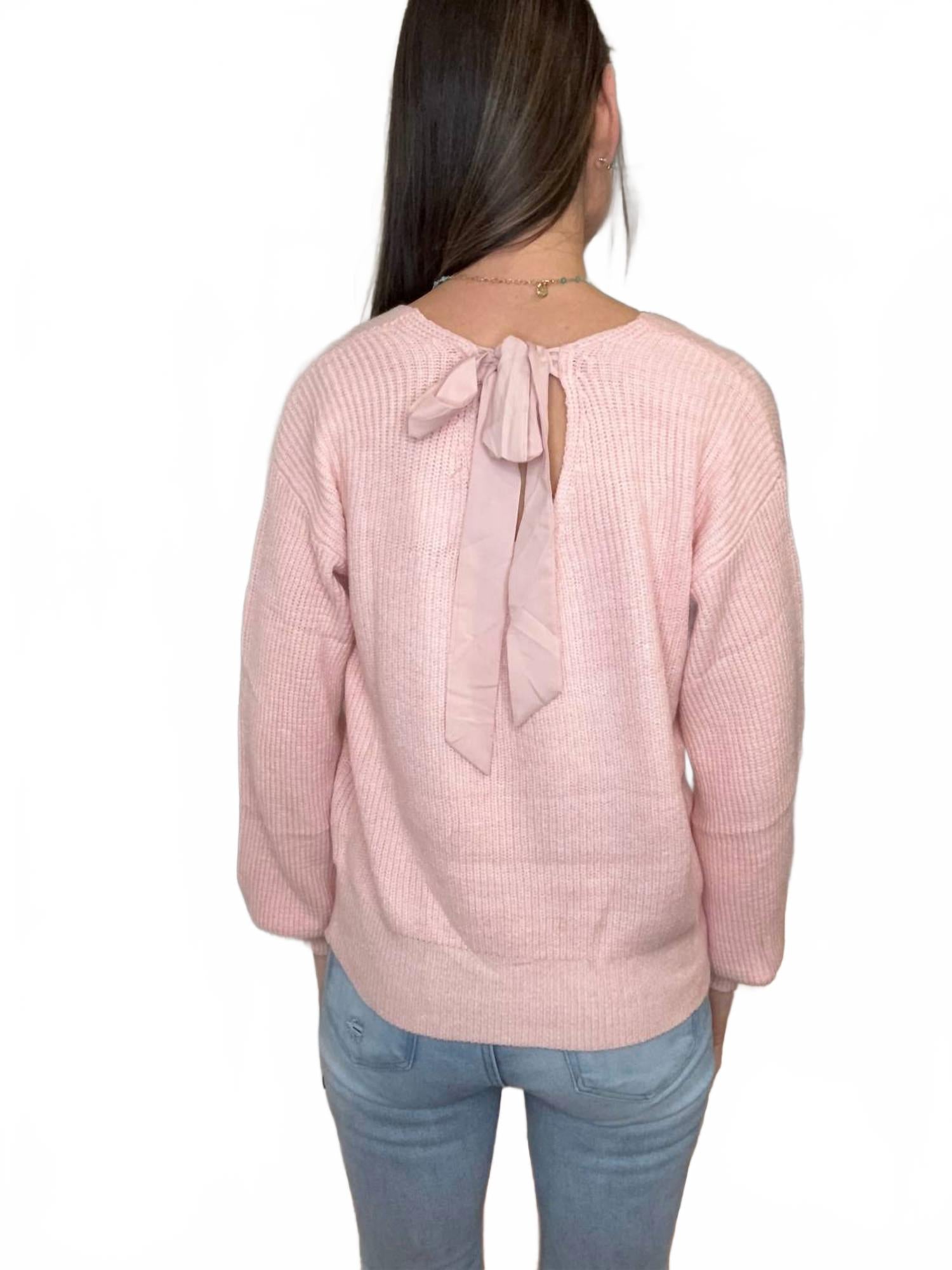 Bethany Bow Knit Sweater In Pink