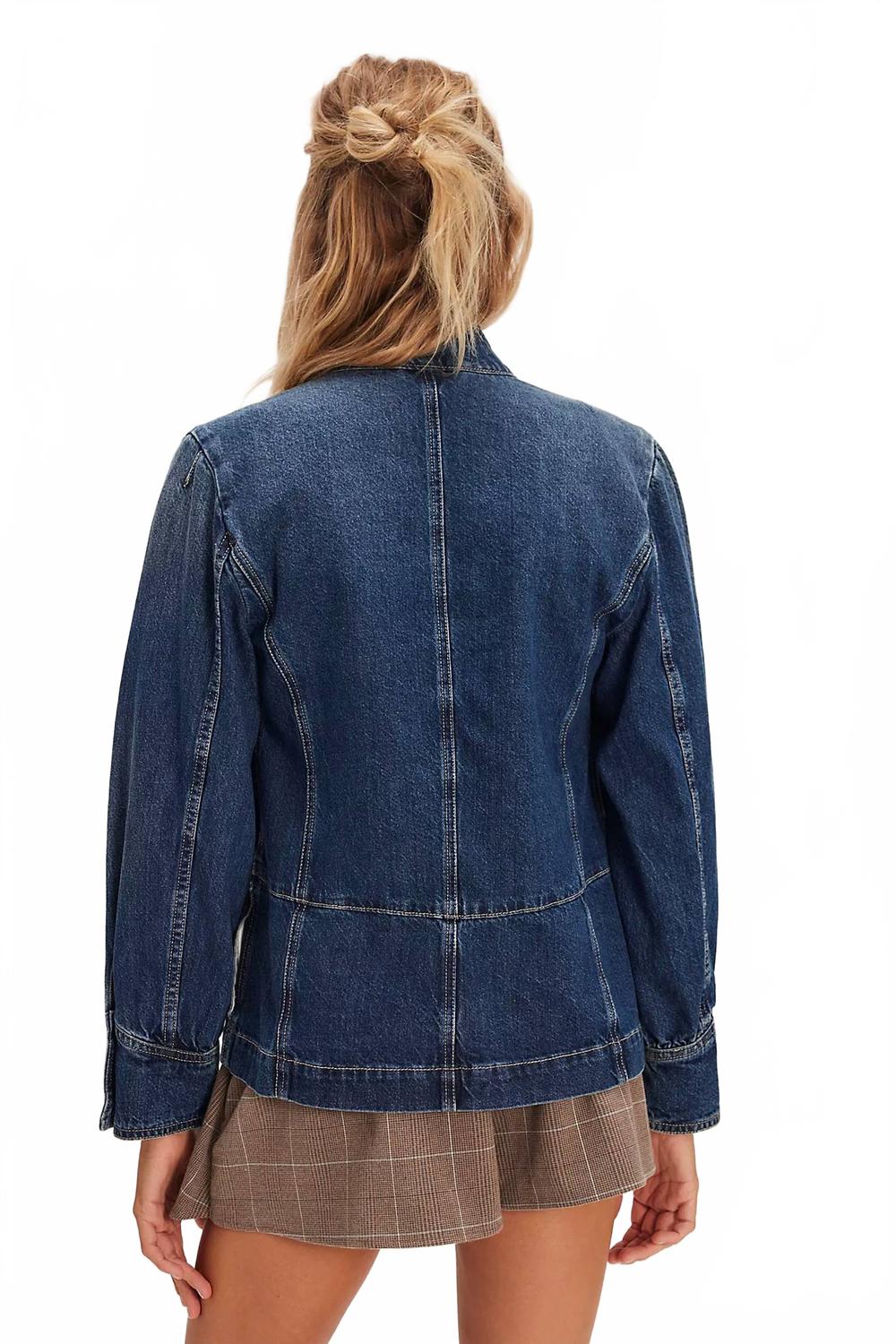 Imogene Denim Officer Jacket In Ensign Wash