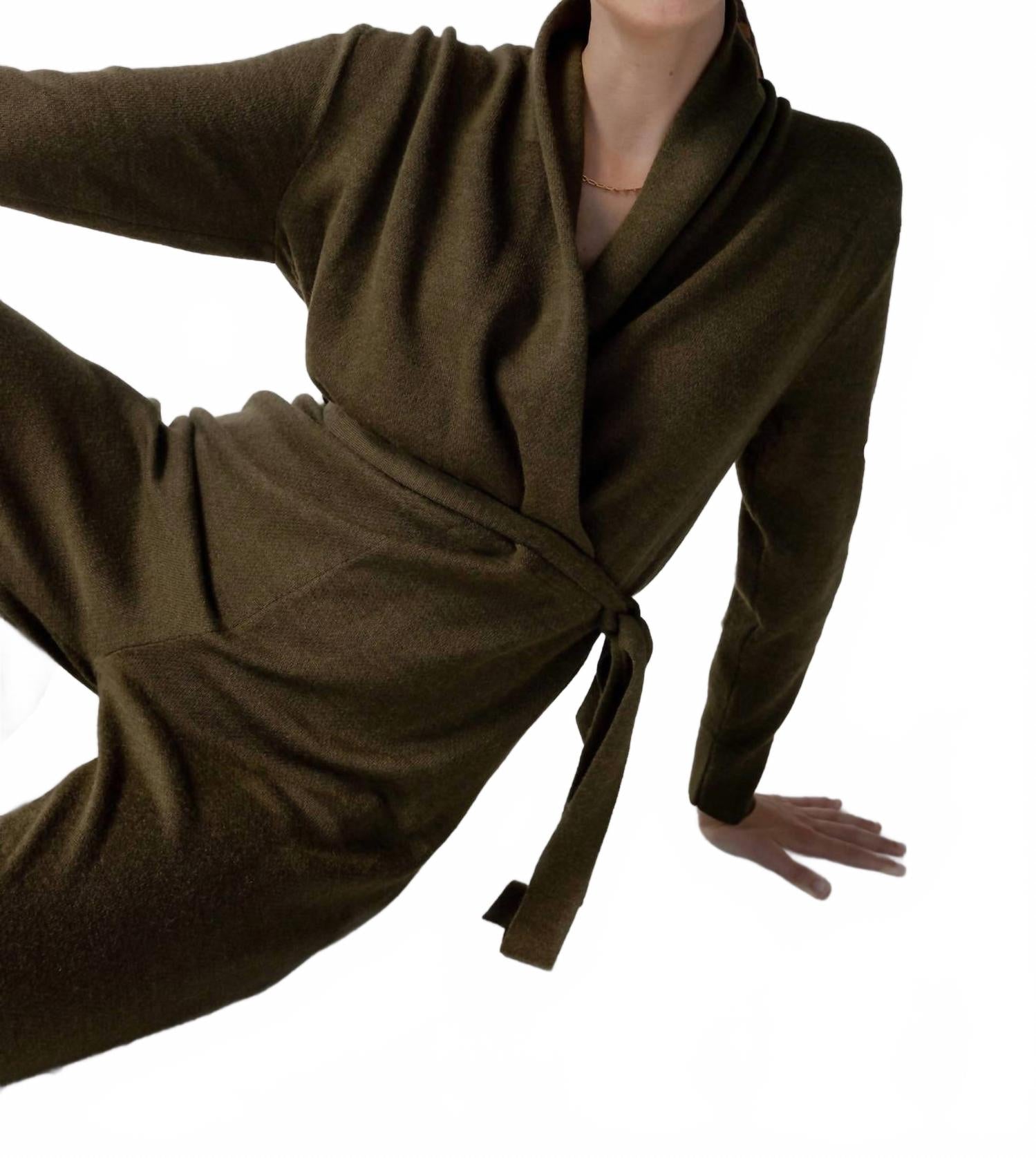 Wrap Neck Jumpsuit In Hunter