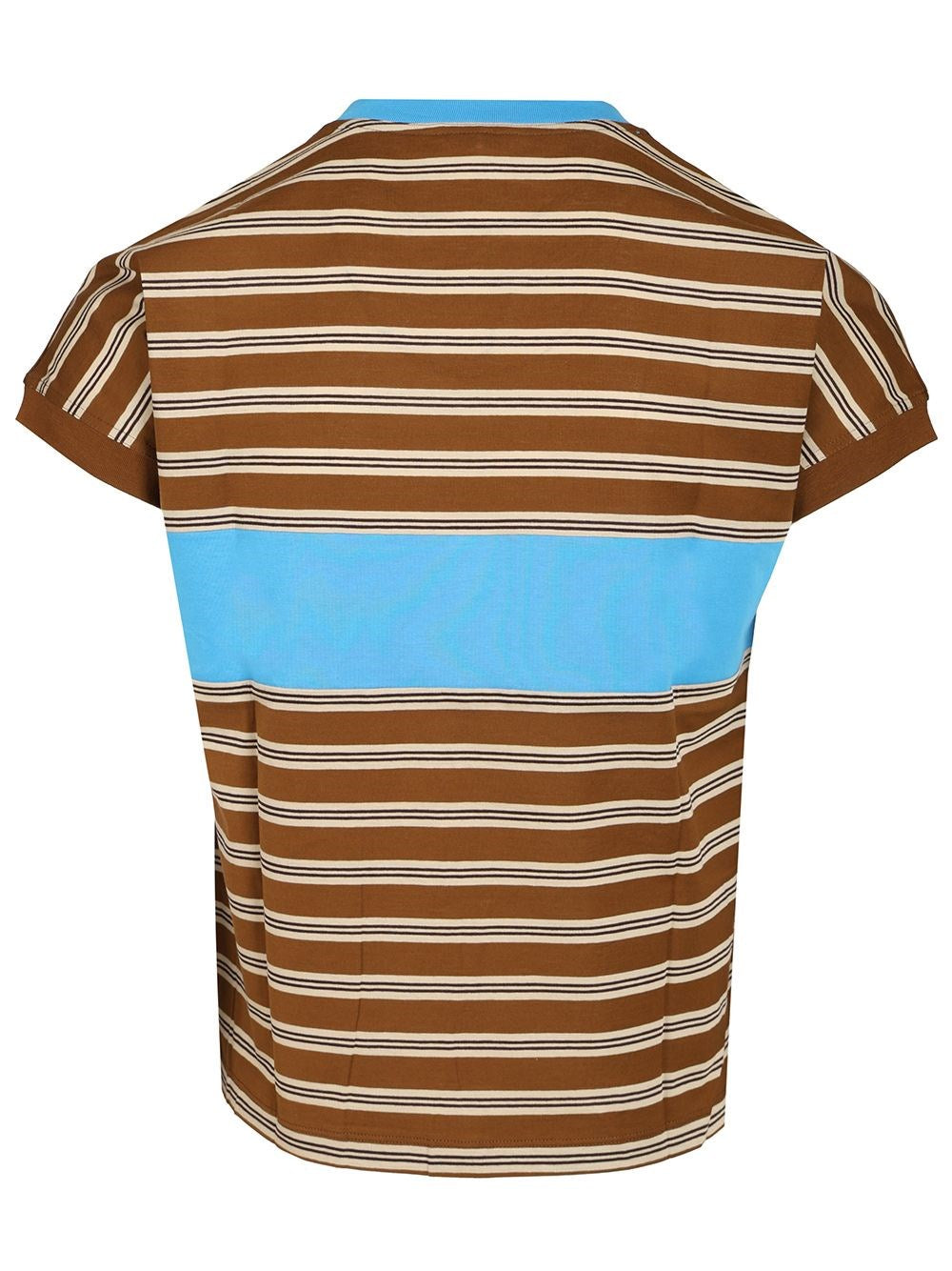 Versace Men Striped Cotton T-Shirt With Inlay