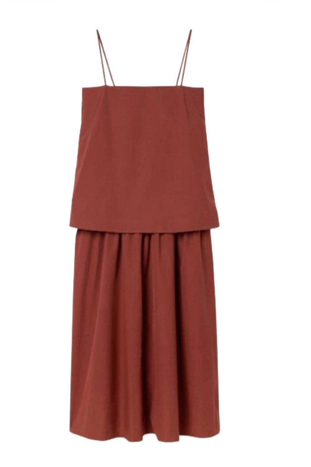 Cotton Strap Maxi Dress In Red