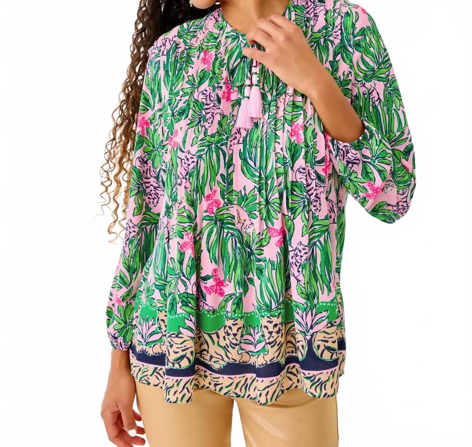 Marilina Tunic Top In Conch Shell Pink Roaring With Joy
