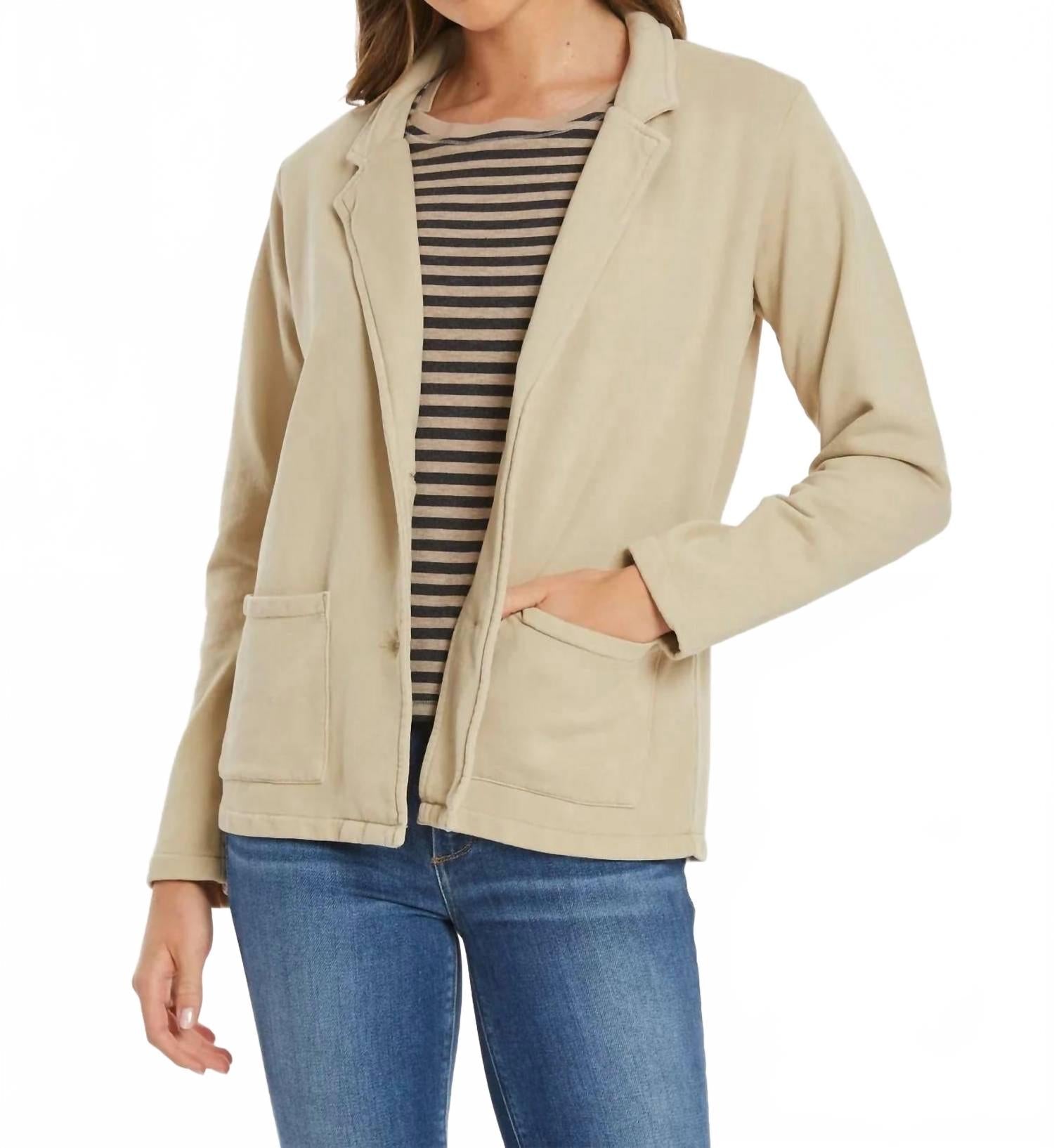 Long Sleeve French Terry Blazer In Eucalyptus