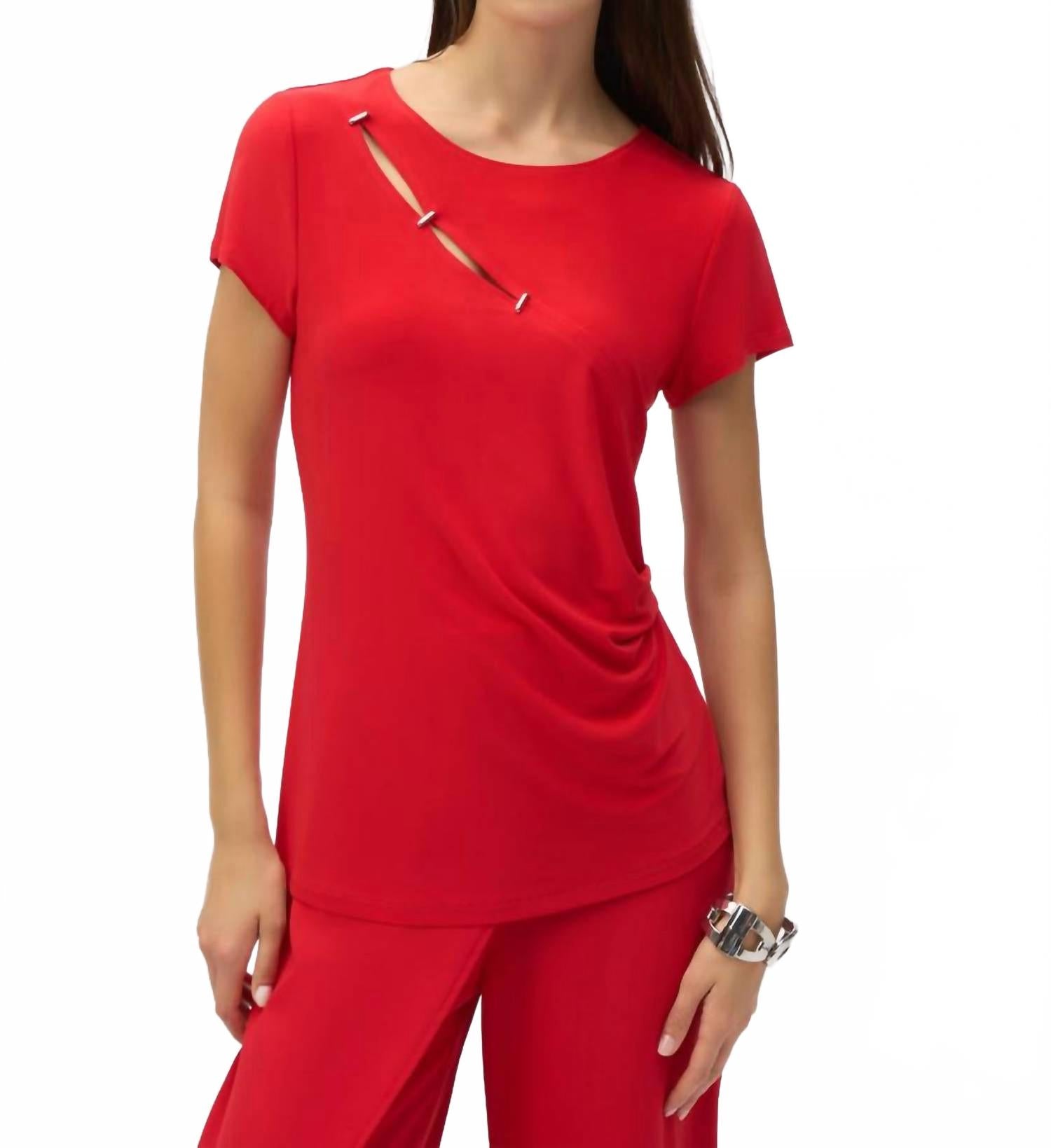 Side Ruched Top In Red