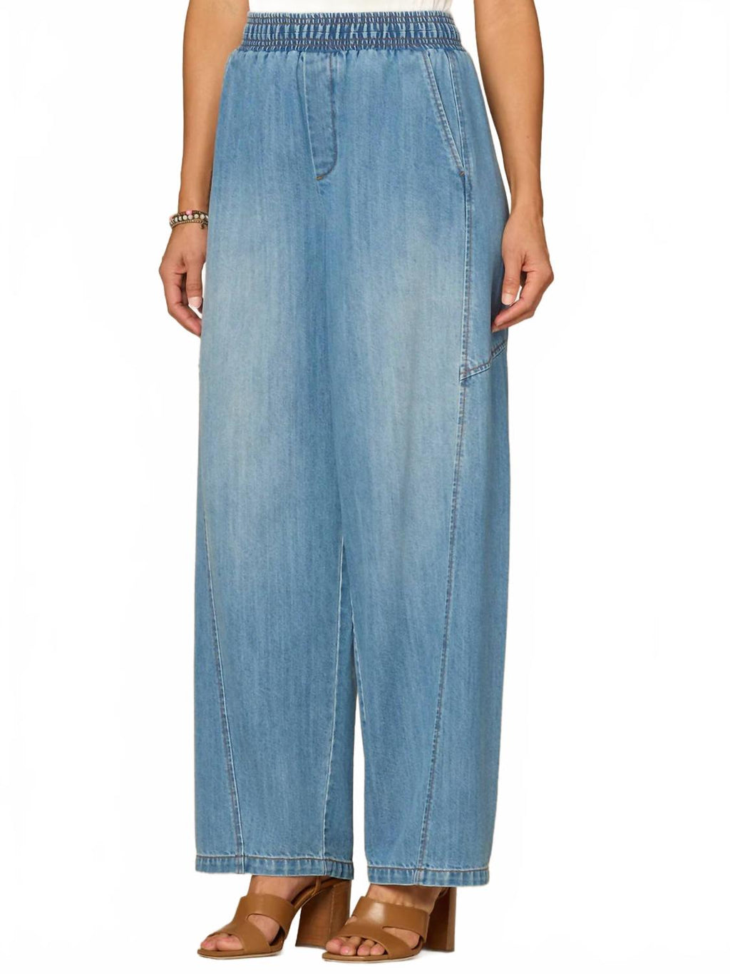 Skyrise Relaxed Straight Leg Glider Jeans In Blue