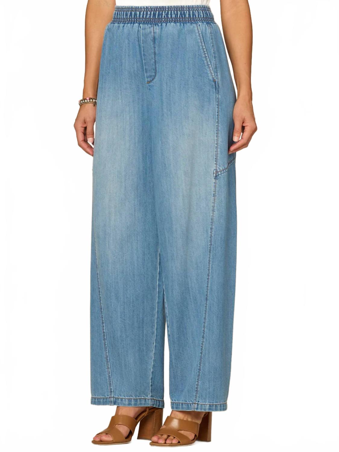 Skyrise Relaxed Straight Leg Glider Jeans In Blue