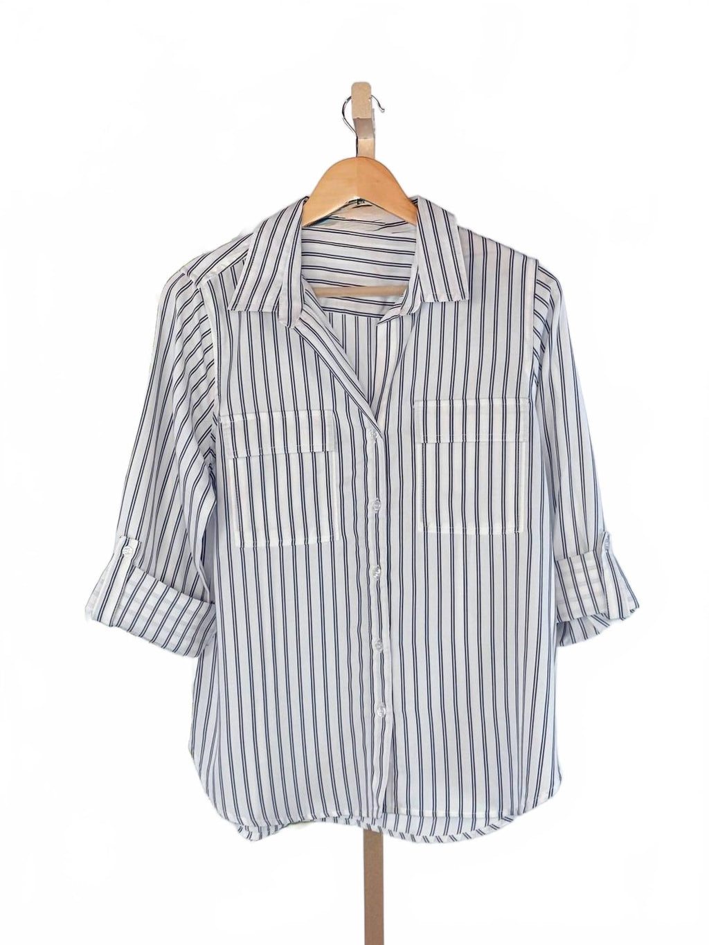 Talma Stripe Button Down Shirt In Mood Indigo