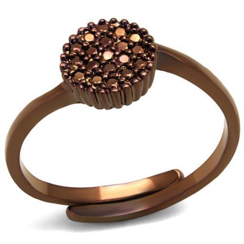 IP Coffee light Brass Ring with AAA Grade CZ in Light Coffee