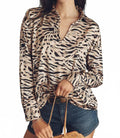 Ayer Long Sleeve Top In Latte Layered Zeba Stripe
