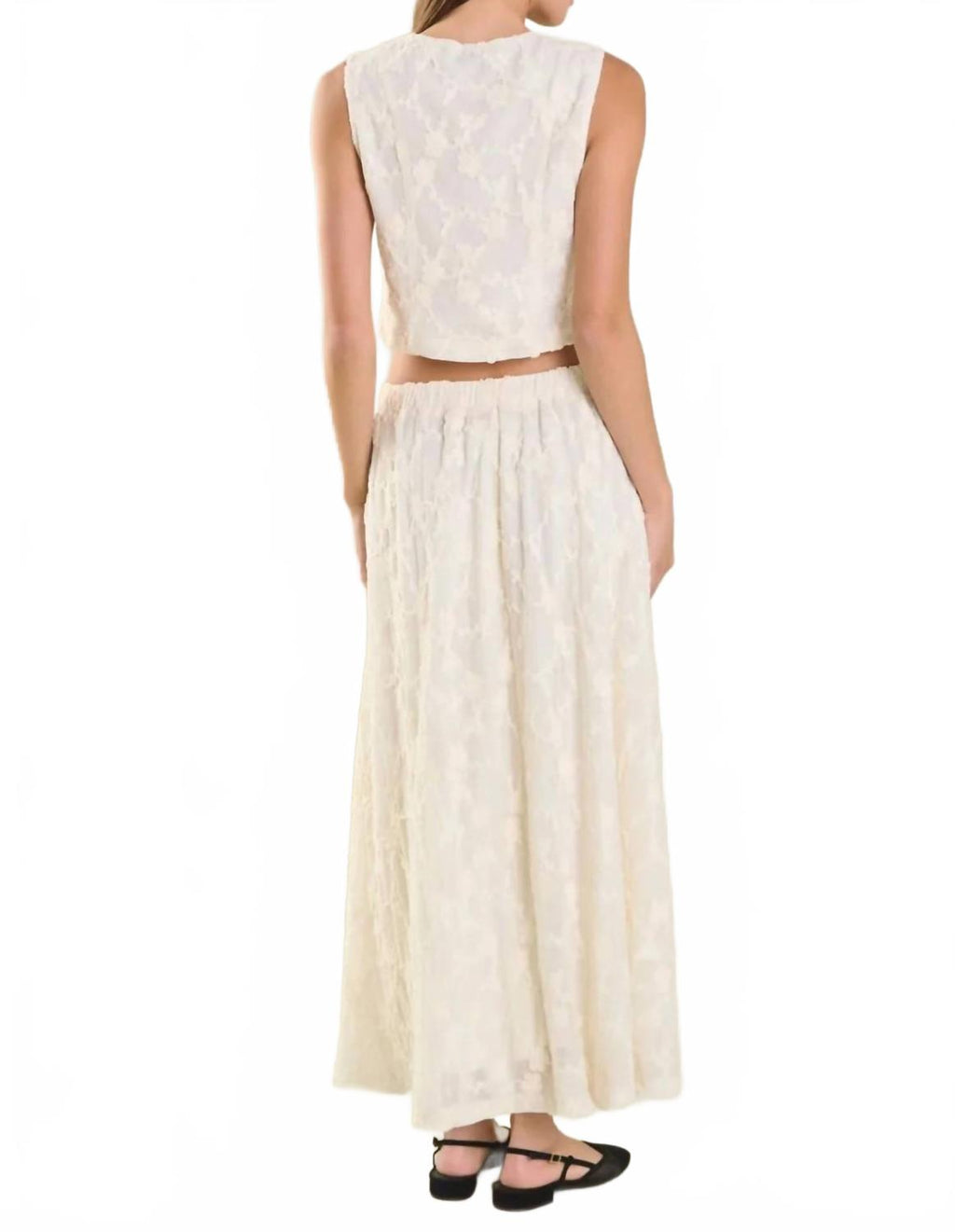 Floral Lace Maxi Skirt In Off White