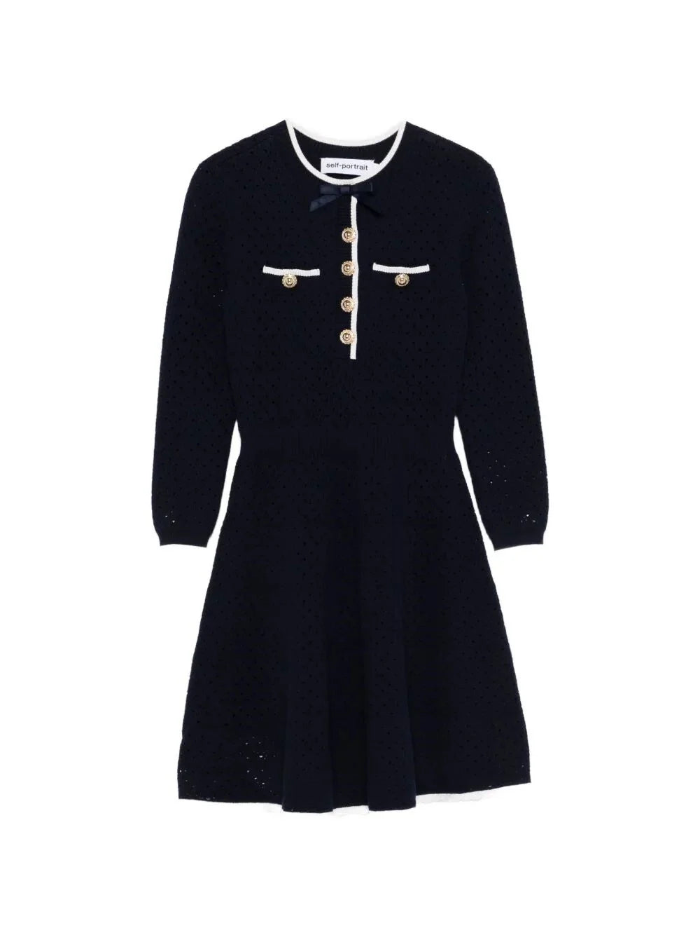 Self-Portrait Women Bow Knit Mini Dress
