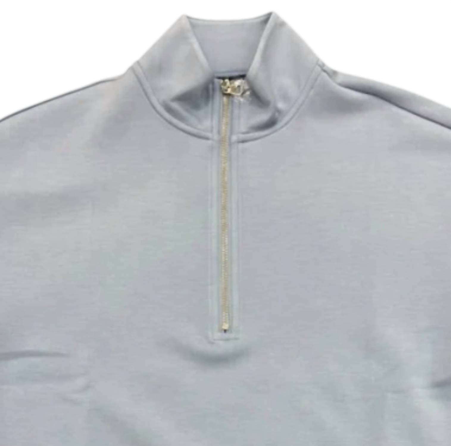 Women's Quarter Zip Top With Extended Sleeve In Sky Blue