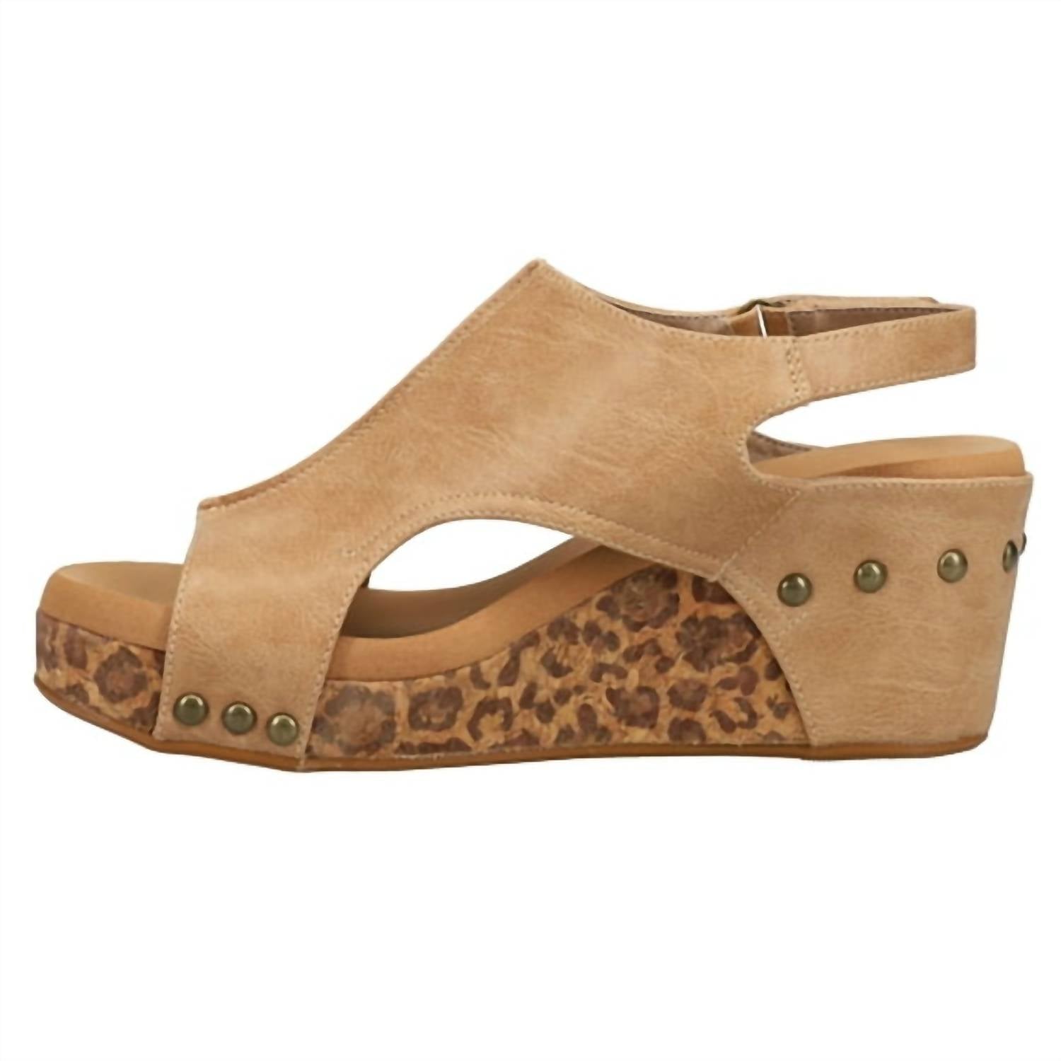 Women's Carley Wedge Sandal In Taupe Leopard