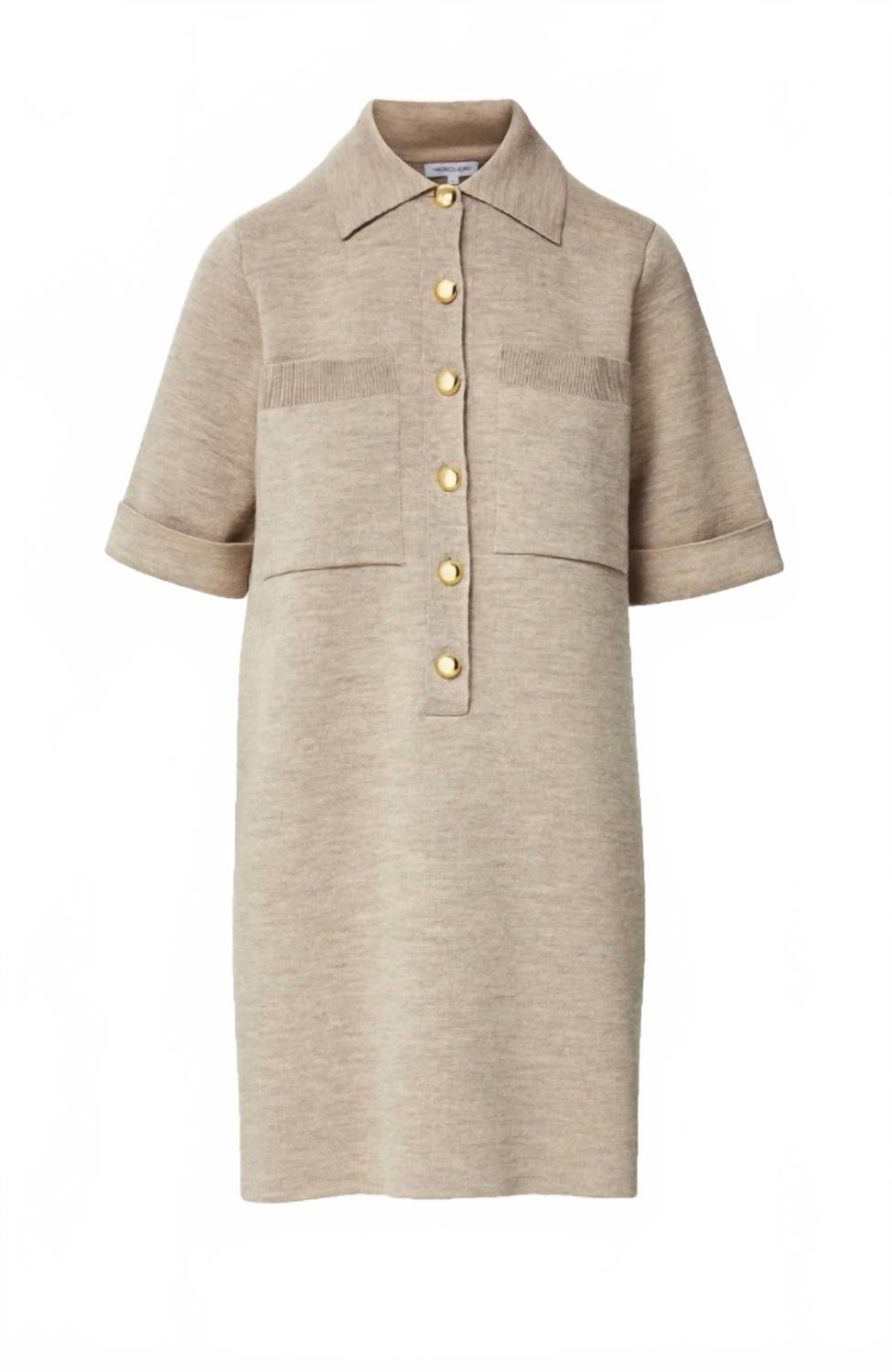 Madden Merino Wool Mini Shirtdress In Oatmeal Melange