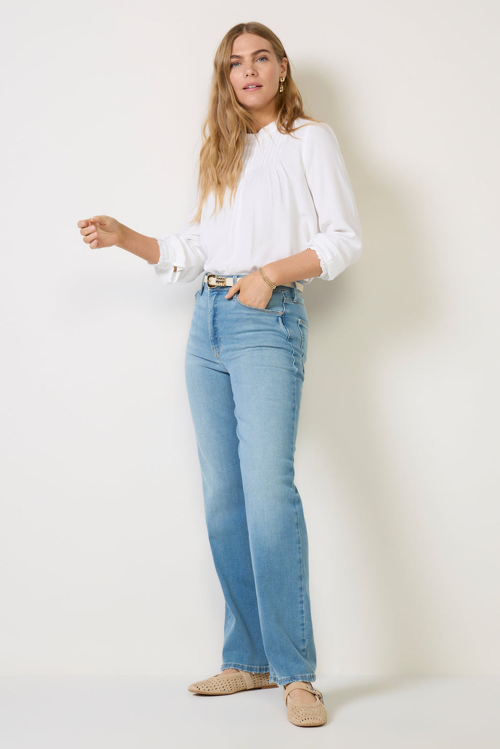 Women's Mockneck Pintuck Blouse