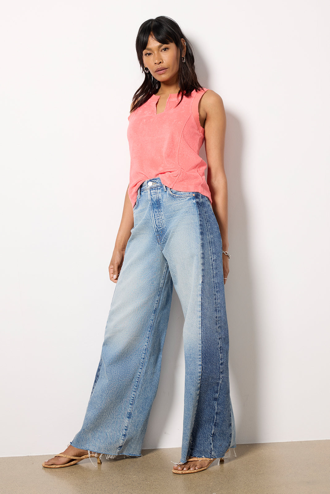Women's Split Neck Terry Tank Top