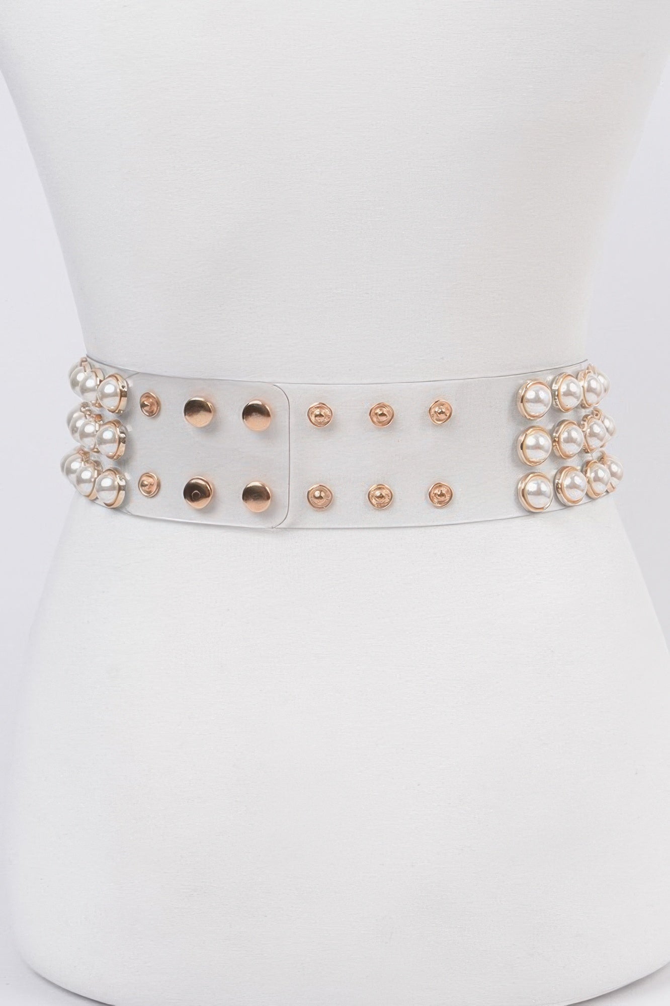 Elegant Pearl Detail See Through Waist Belt