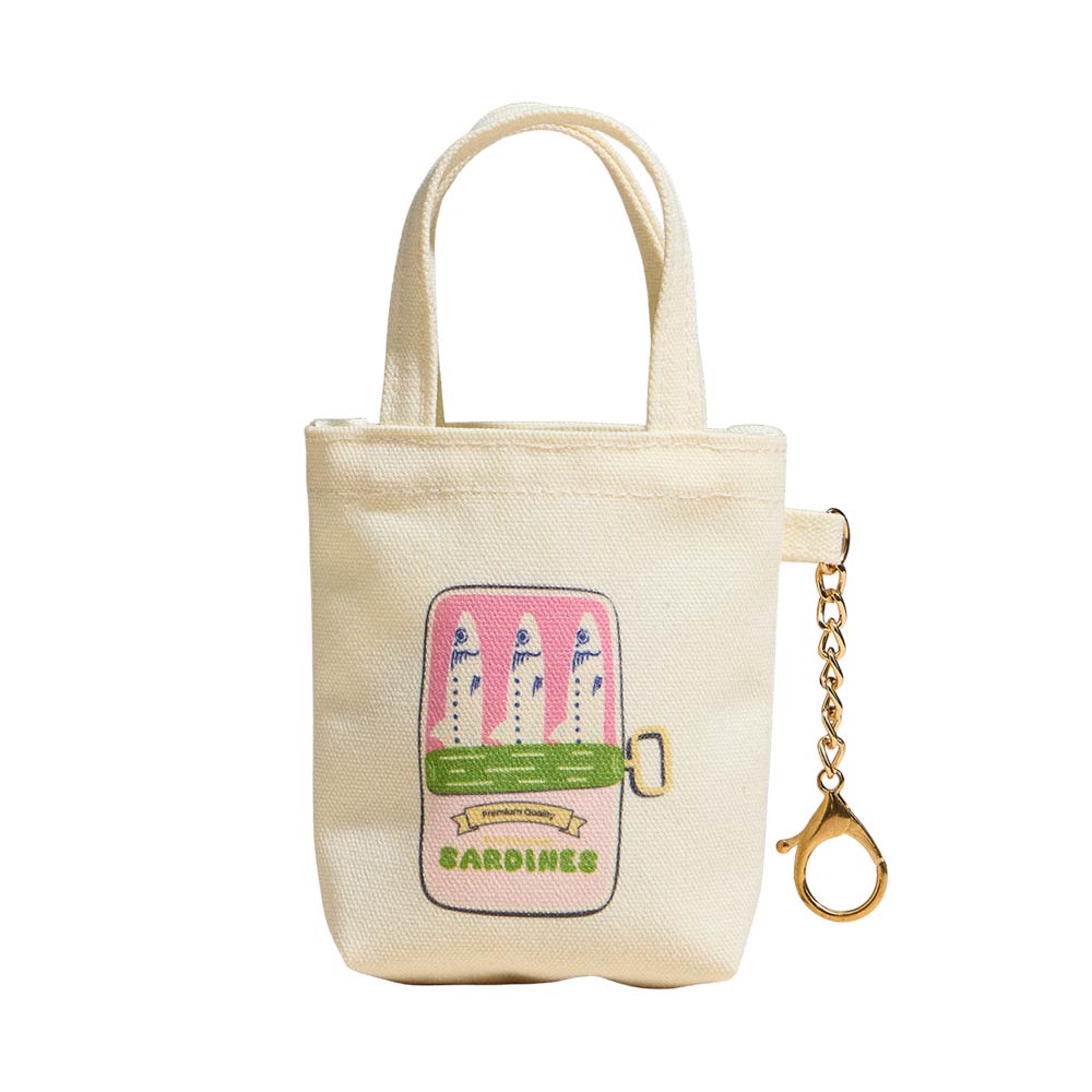 Sardine Graphic Print Keychain Mini Tote Bag